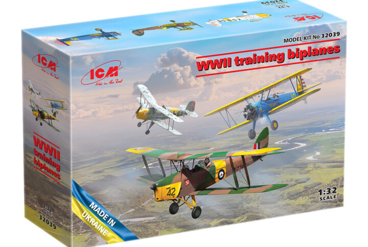 Збірна модель ICM - Учбові біплани 2СВ (Bücker Bü 131D, DH.82A Tiger Moth, Stearman PT-17) (32039)