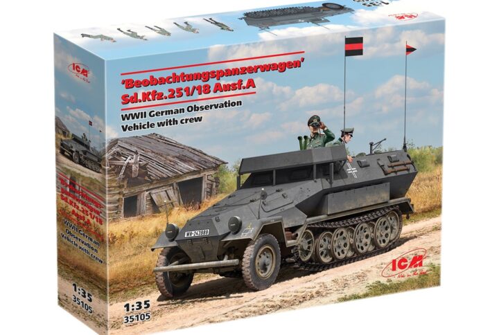 Збірна модель ICM - 'Beobachtungspanzerwagen' Sd.Kfz.251/18 Ausf.A, німецька машина спостереження 2СВ з екіпажем (35105)