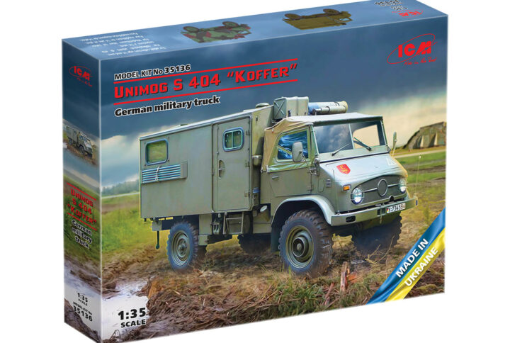 Збірна модель ICM - Unimog S 404 з кузовом-фургоном, Німецький військовий автомобіль (35136)
