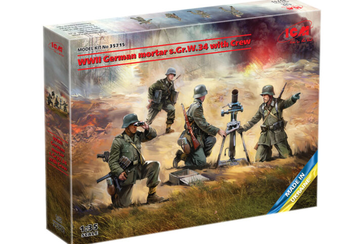 Збірна модель ICM - Німецький міномет GrW 34 з розрахунком 2 СВ (міномет та 4 фігури) (35715)