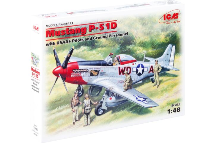 Збірна модель ICM - Мустанг Р-51D, американський винищувач з пілотами і техніками (48153)