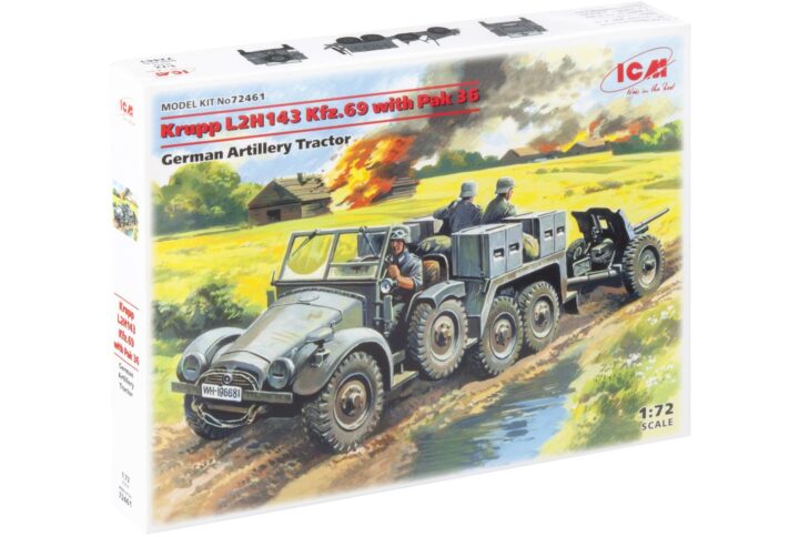 Збірна модель ICM - Krupp L2H143 Kfz.69, німецький артилерійський тягач з гарматою Pak 36 (72461)
