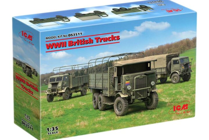 Збірна модель ICM - Британські вантажні Цивільна техніка IIСВ (Model W.O.T. 6, Model W.O.T. 8, Leyland Retriever General Service) (DS3511)