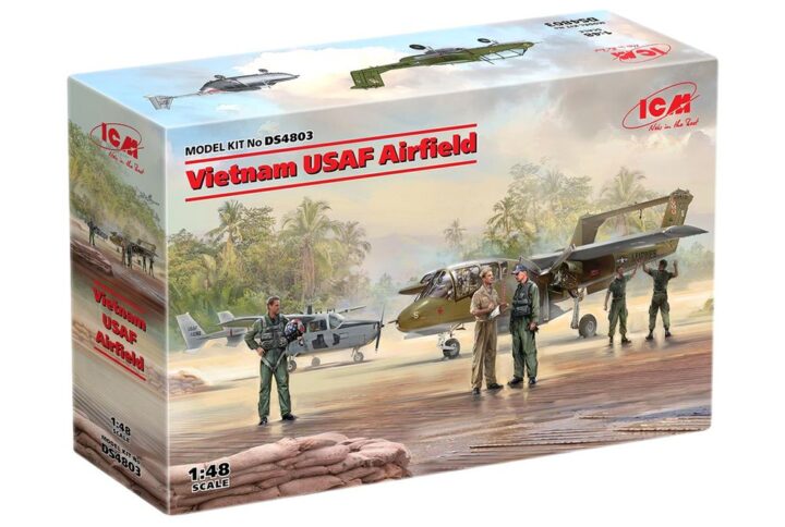 Збірна модель ICM - Аеродром USAF у В'єтнамі (Cessna O-2A, OV-10А Bronco, Пілоти і техніки США (Війна у В'єтнамі) (5 фігур) (DS4803)