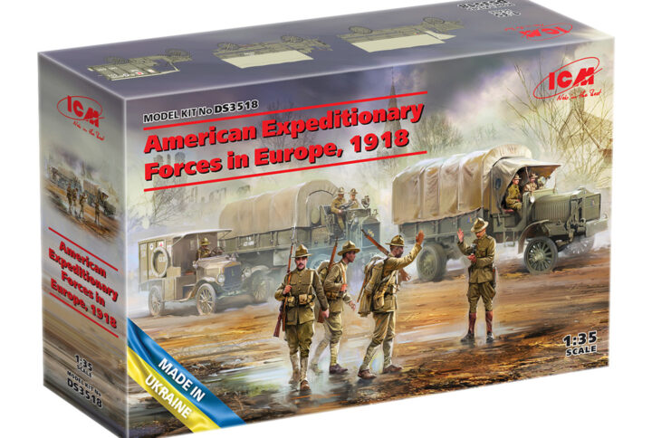 Збірна модель ICM - Американський експедиційний корпус у Європі, 1918 рік (Standard B “Liberty”, FWD Type B, Model T 1917 Ambulance, піхота США, водії США) (DS3518)