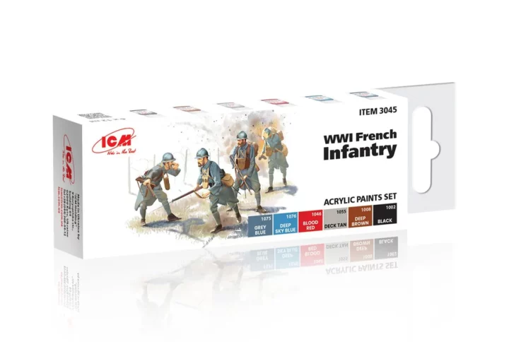 Набір акрилових фарб ICM для французької піхоти Першої світової війни (3045)