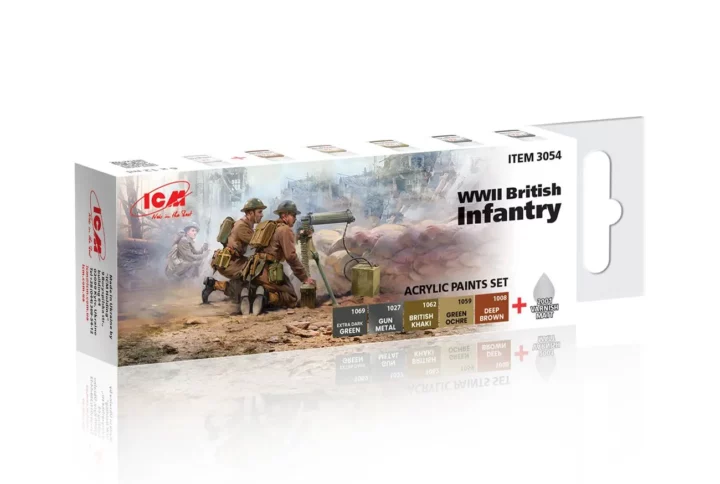 Набір акрилових фарб ICM для британської піхоти 2СВ (3054)