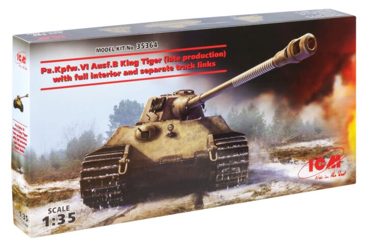 Збірна модель ICM - Pz.Kpfw.VI Ausf.B King Tiger (пізнього виробництва) з повним інтер'єром, Німецький важкий танк 2 Світової Війни (35364)