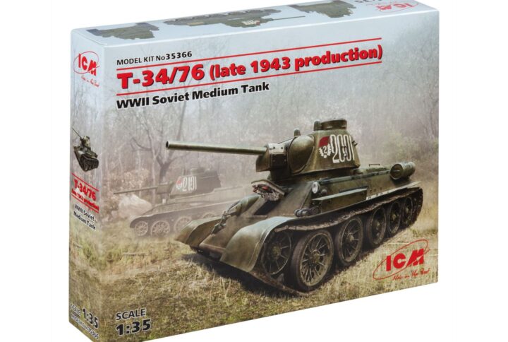 Збірна модель ICM - Т-34/76 (виробництво кінця 1943р.), Радянський середній танк 2 Світової війни (35366)