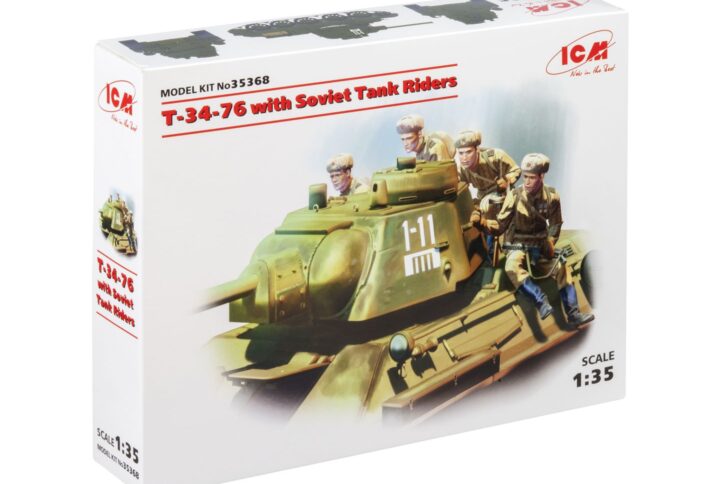 Збірна модель ICM - Т-34-76 з радянським танковим десантом (35368)