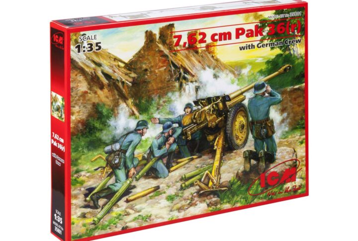 Збірна модель ICM - 7,62 cм Pak 36(r), німецька протитанкова гармата 2 Світової війни з обслугою (35801)