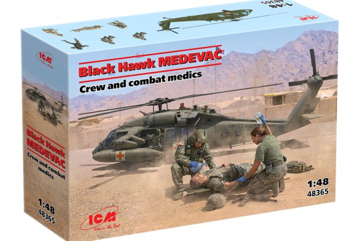 Збірна модель ICM Black Hawk MEDEVAC, екіпаж та бойові медики – масштаб 1:48 (48365)