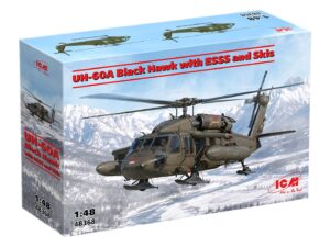 Збірна модель ICM гелікоптер UH-60A Black Hawk з пілонами ESSS та лижним шасі – масштаб 1:48