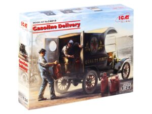 Збірна модель ICM - Доставка бензину, Розвізний фургон Модель Т 1912 р. з американских вантажниками (24019)