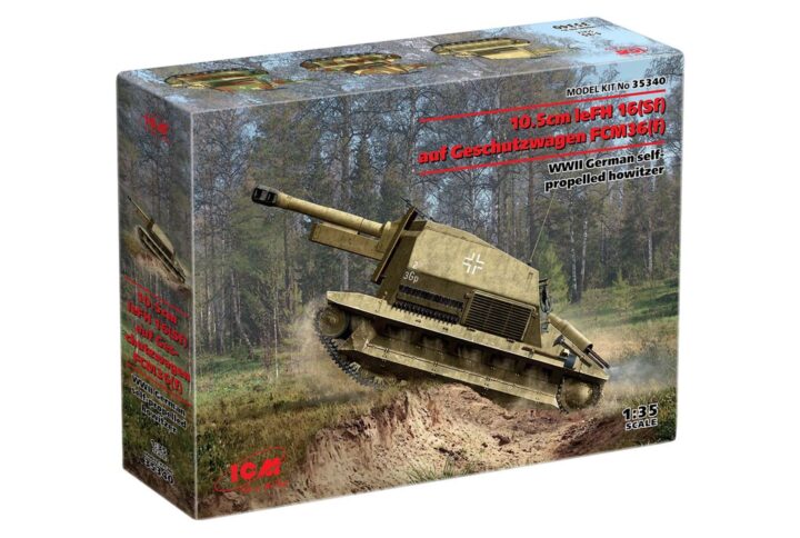 Збірна модель ICM - 10.5cm leFH 16(Sf) auf Geschutzwagen FCM36(f) Німецька самохідна гаубиця 2 СВ (35340)