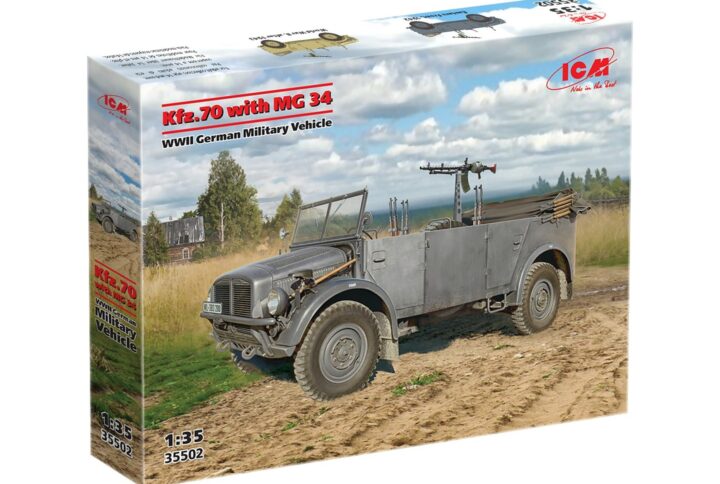Збірна модель ICM - Kfz.70 з MG 34, німецький військовий автомобіль 2СВ (35502)