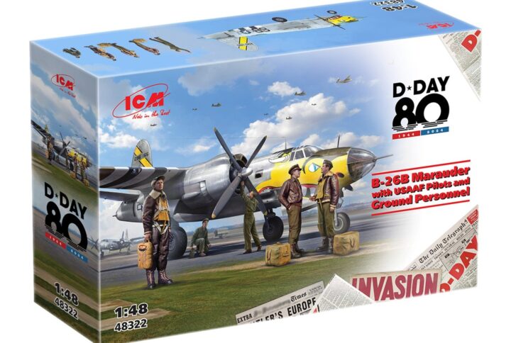 Збірна модель ICM - B-26B Marauder з пілотами та наземним персоналом ВПС США (48322)