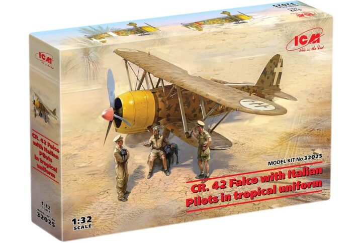 Збірна модель ICM - CR. 42 Falco з італійськими пілотами в тропічній уніформі (32025)