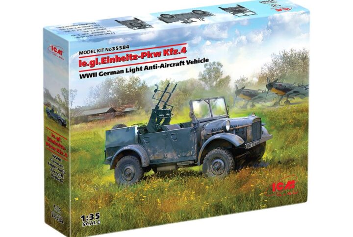 Збірна модель ICM - le.gl.Einheitz-Pkw Kfz.4, Німецький легкий зенітний автомобіль IIСВ (35584)