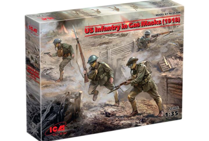 Збірна модель ICM - Піхота США в протигазах (1918) (4 фігури) (35704)