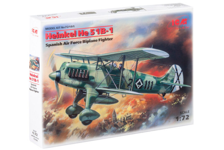 Збірна модель ICM - He 51B-1, винищувач-біплан ВПС Іспанії (72191)